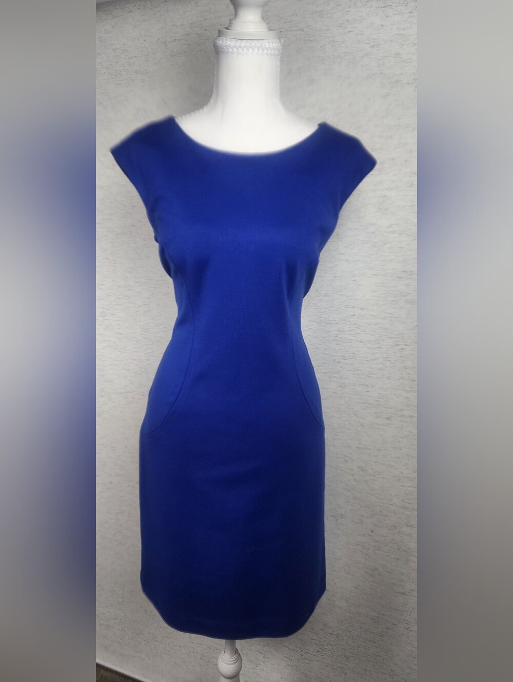 Grace Royal Blue Cap Sleeve Midi Sheath Dress
